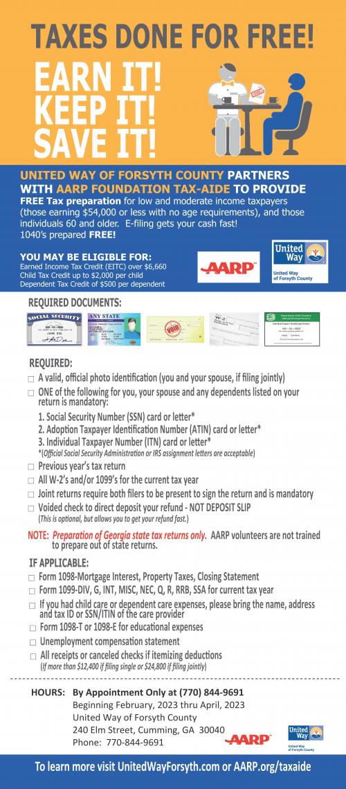 AARP Free Tax Preparation United Way of Forsyth County